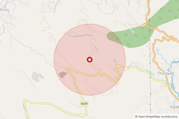 Map showing approximate area covered by Pincode 673574 — Iyyad Bo, Kozhikode