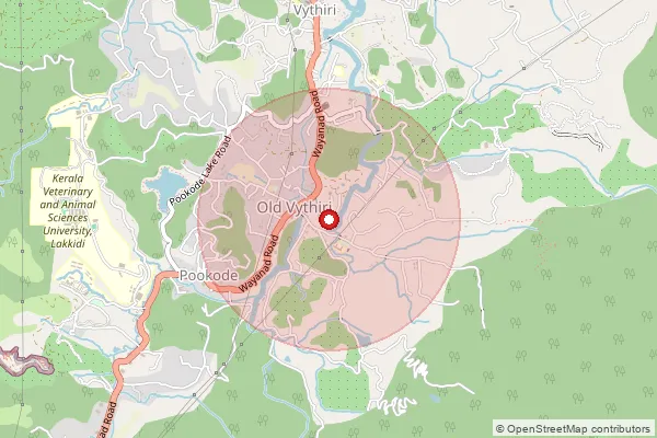 Map showing approximate area covered by Pincode 673576 — Sugandhagiri Bo, Wayanad