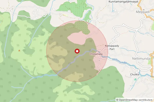 Map showing approximate area covered by Pincode 673577 — Puthumala Bo, Wayanad