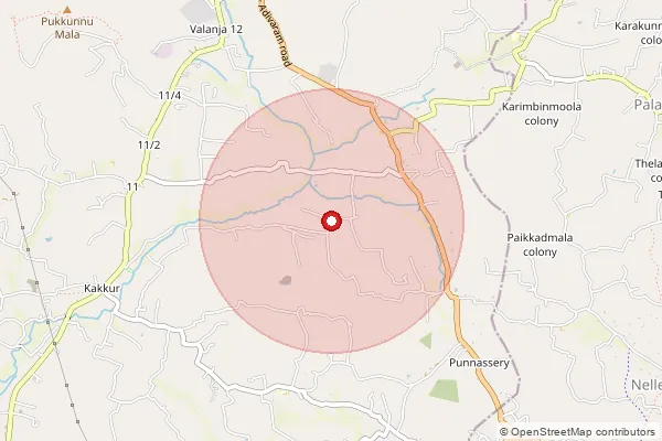 Map showing approximate area covered by Pincode 673585 — Eravannur Bo, Kozhikode