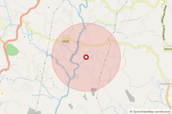 Map showing approximate area covered by Pincode 673586 — Adivaram Pudupadi Bo, Kozhikode