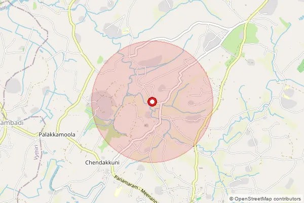 Map showing approximate area covered by Pincode 673591 — Mylambadi Bo, Wayanad