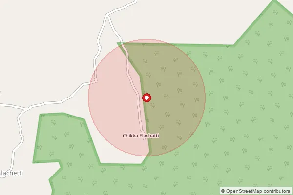 Map showing approximate area covered by Pincode 673596 — Athirattu Kunnu Bo, Wayanad