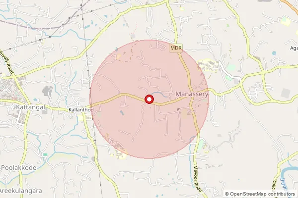 Map showing approximate area covered by Pincode 673601 — Malayamma Bo, Kozhikode
