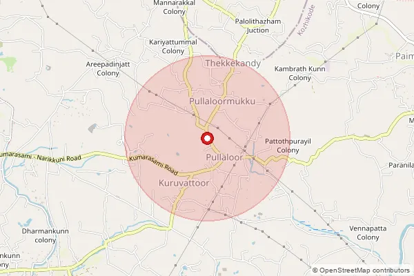 Map showing approximate area covered by Pincode 673611 — Kakkoti So, Kozhikode