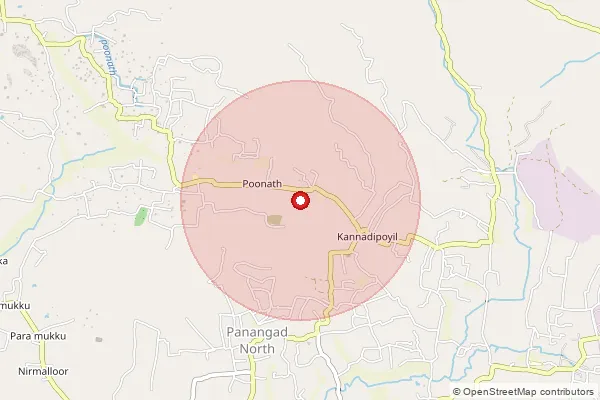 Map showing approximate area covered by Pincode 673612 — Eramangalam Bo, Kozhikode