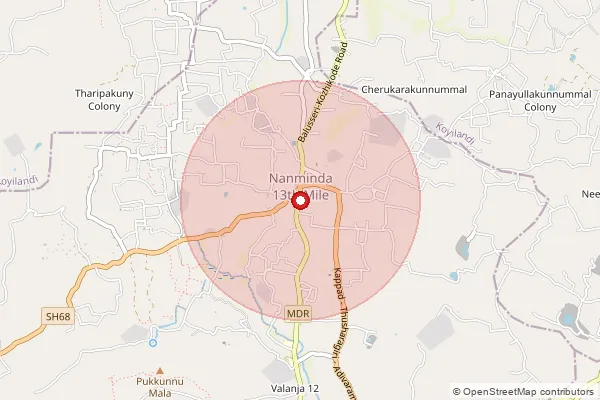 Map showing approximate area covered by Pincode 673613 — Nanminda So, Kozhikode