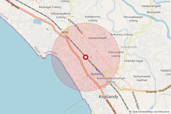 Map showing approximate area covered by Pincode 673620 — Naderi Bo, Kozhikode