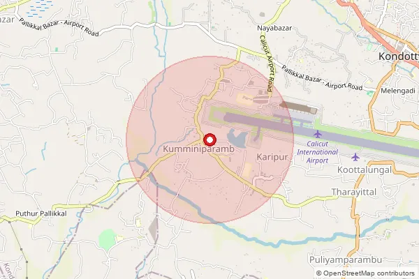 Map showing approximate area covered by Pincode 673638 — Arimbra Bo, Malappuram