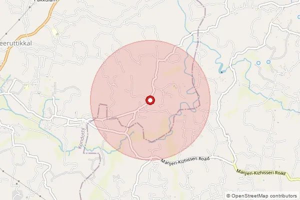 Map showing approximate area covered by Pincode 673641 — Trippanachi Bo, Malappuram