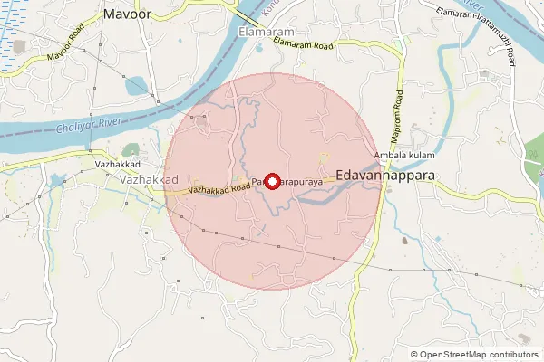 Map showing approximate area covered by Pincode 673645 — Omanur Bo, Malappuram