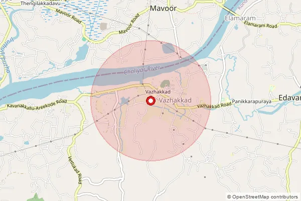 Map showing approximate area covered by Pincode 673647 — Calicut Airport So, Malappuram