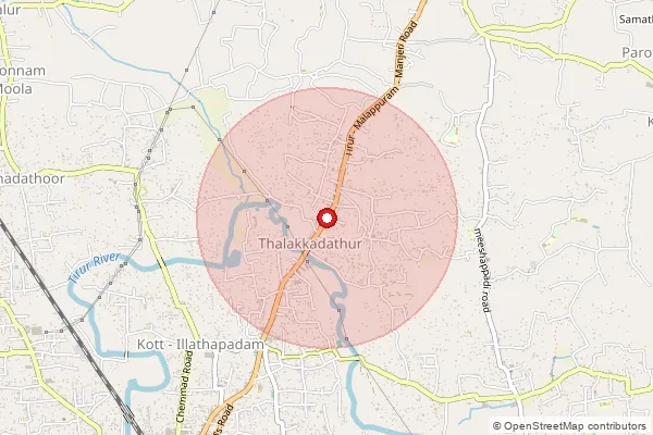 Map showing approximate area covered by Pincode 676103 — Iringavur Bo, Malappuram