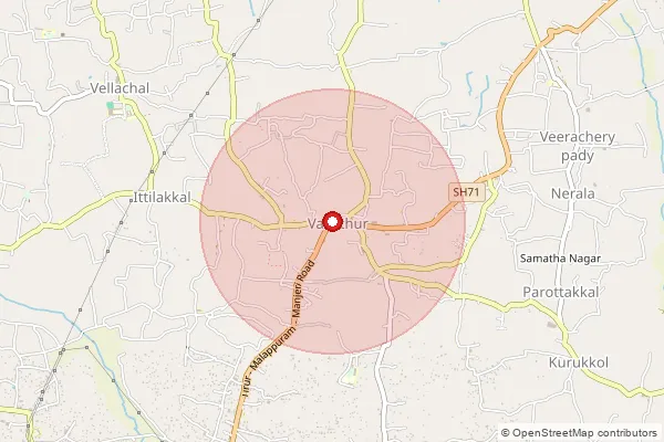 Map showing approximate area covered by Pincode 676106 — Cheriyamundam Bo, Malappuram