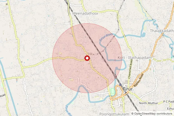 Map showing approximate area covered by Pincode 676107 — Pookayil Bazar So, Malappuram