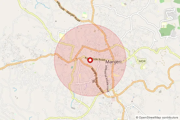 Map showing approximate area covered by Pincode 676121 — Manjerikla Ho, Malappuram