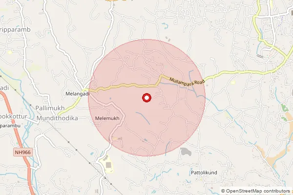 Map showing approximate area covered by Pincode 676122 — Nellikuth Bo, Malappuram