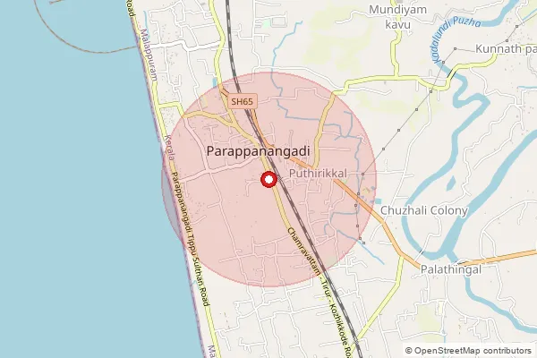 Map showing approximate area covered by Pincode 676303 — Anjapura Bo, Malappuram