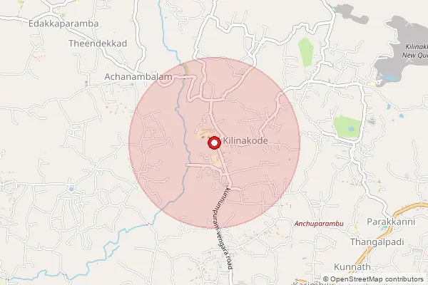 Map showing approximate area covered by Pincode 676304 — Iringallur Bo, Malappuram