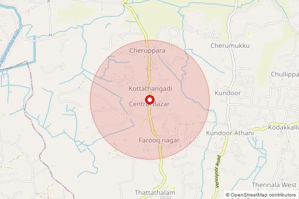 Map showing approximate area covered by Pincode 676309 — Kodinhi So, Malappuram