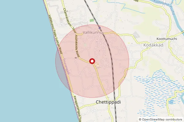 Map showing approximate area covered by Pincode 676312 — Ariyallur So, Malappuram
