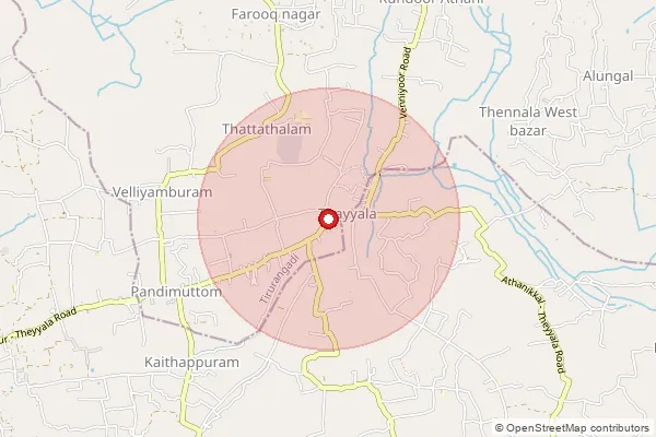 Map showing approximate area covered by Pincode 676320 — Nannambra Bo, Malappuram