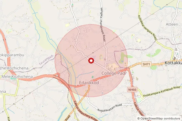 Map showing approximate area covered by Pincode 676501 — Kuttippala Bo, Malappuram