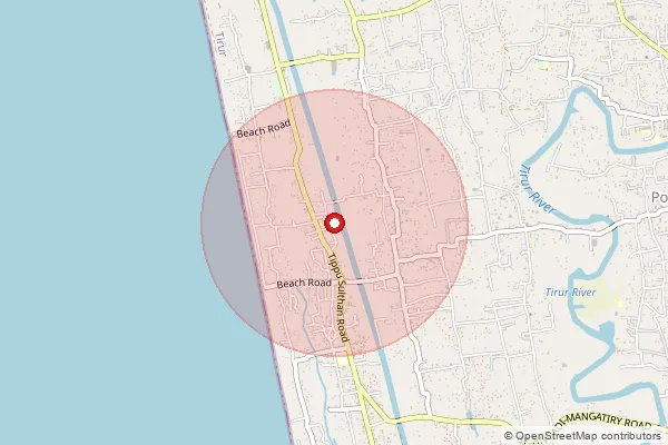 Map showing approximate area covered by Pincode 676502 — Vakkad Bo, Malappuram