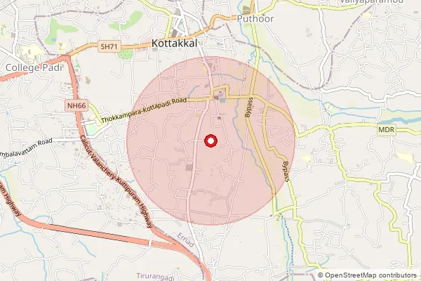 Map showing approximate area covered by Pincode 676503 — Kuttippuramkottakkal Bo, Malappuram