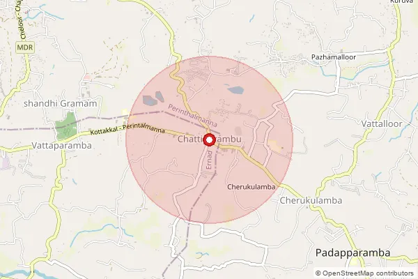 Map showing approximate area covered by Pincode 676504 — Chattipparamba Bo, Malappuram