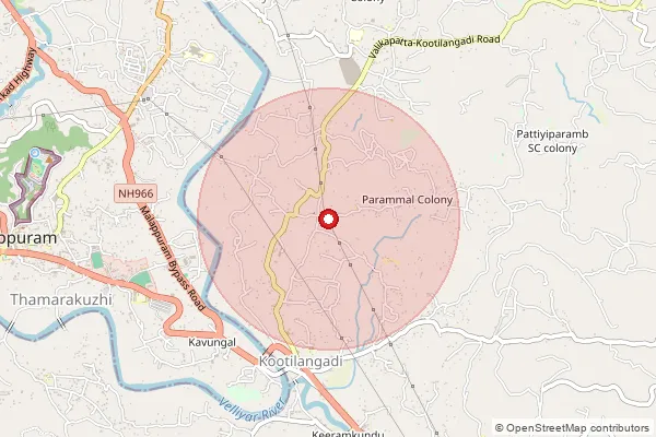 Map showing approximate area covered by Pincode 676506 — Kottilangadi So, Malappuram