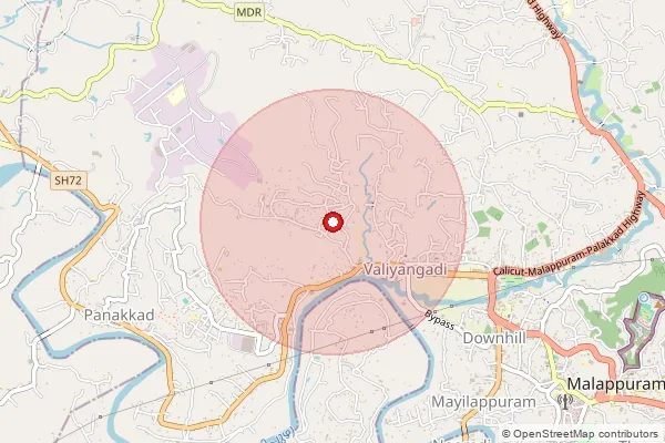 Map showing approximate area covered by Pincode 676519 — Hajiarpalli Bo, Malappuram