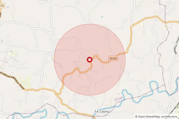 Map showing approximate area covered by Pincode 676522 — Kolaparamba So, Malappuram