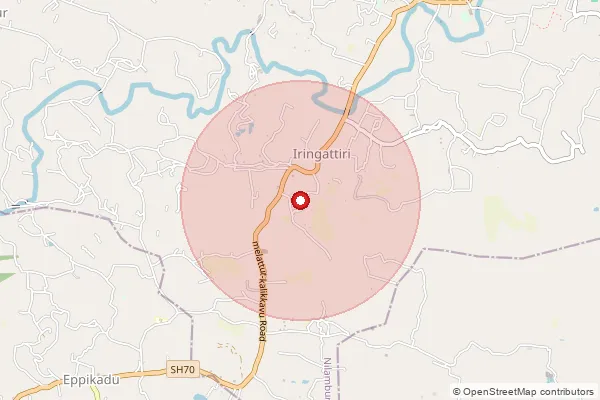 Map showing approximate area covered by Pincode 676523 — Pulvetta Bo, Malappuram