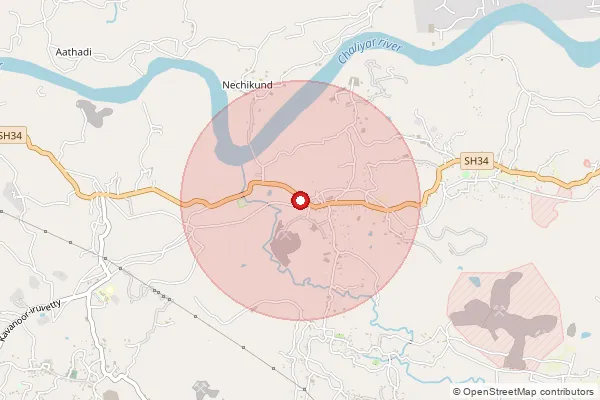 Map showing approximate area covered by Pincode 676541 — Pannippara Bo, Malappuram