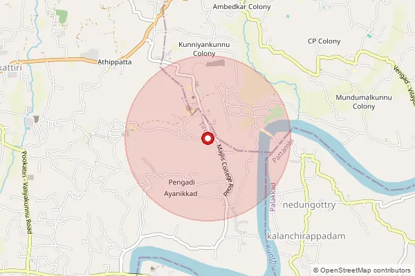 Map showing approximate area covered by Pincode 676552 — Valancheri So, Malappuram