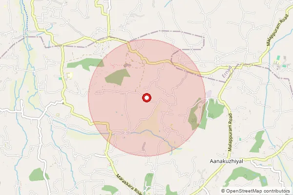 Map showing approximate area covered by Pincode 676553 — Marakkara Bo, Malappuram