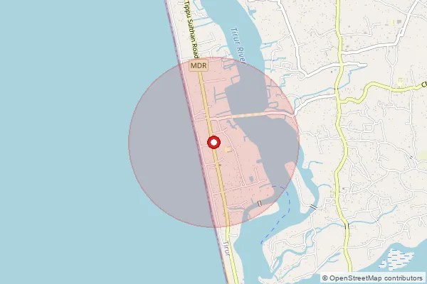 Map showing approximate area covered by Pincode 676562 — Padinharekkara Bo, Malappuram