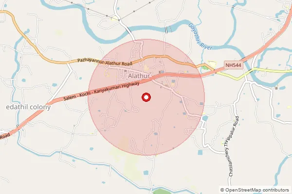 Map showing approximate area covered by Pincode 678504 — Vadavannur So, Palakkad