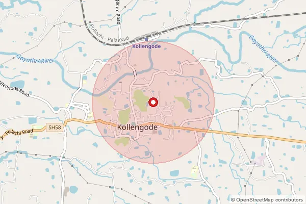 Map showing approximate area covered by Pincode 678506 — Anamari Bo, Palakkad