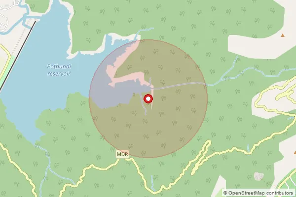 Map showing approximate area covered by Pincode 678508 — Chandramala Estate Bo, Palakkad
