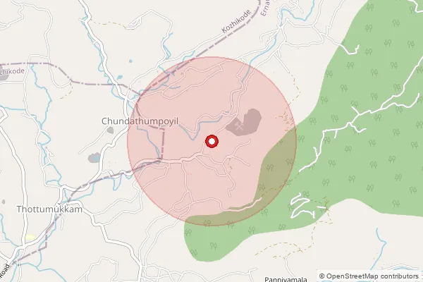 Map showing approximate area covered by Pincode 678583 — Ariyur Bo, Palakkad