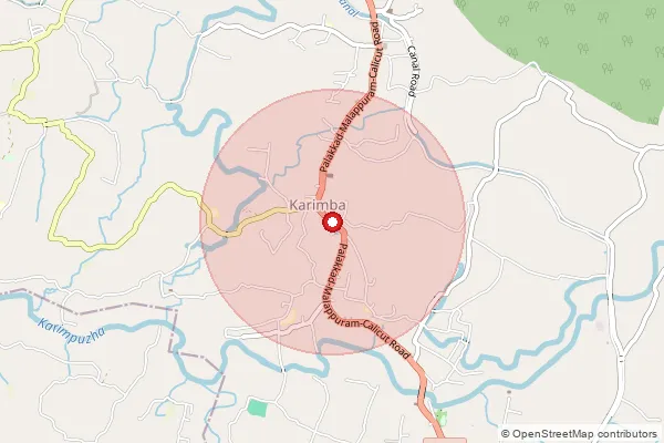 Map showing approximate area covered by Pincode 678597 — Moonnekkar Bo, Palakkad