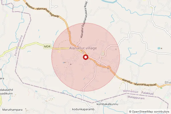 Map showing approximate area covered by Pincode 678601 — Karkitamkunnu Bo, Palakkad