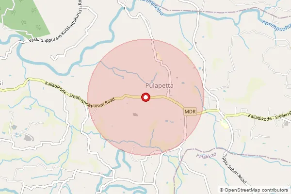 Map showing approximate area covered by Pincode 678632 — Ummanazhi Bo, Palakkad