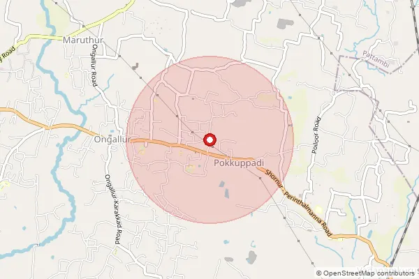 Map showing approximate area covered by Pincode 678703 — Cheramangalam Bo, Palakkad