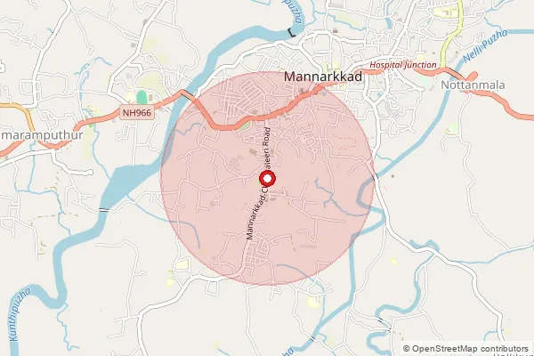 Map showing approximate area covered by Pincode 678762 — Changileri Bo, Palakkad