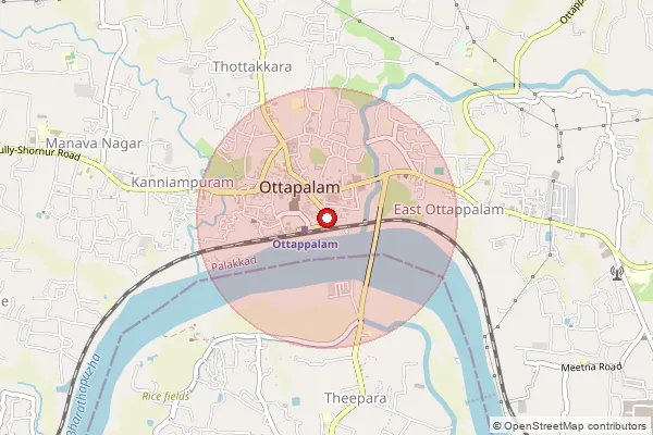Map showing approximate area covered by Pincode 679101 — Ottapalam Ho, Palakkad