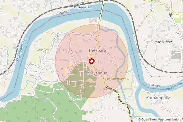 Map showing approximate area covered by Pincode 679105 — Mayannur So, Thrissur