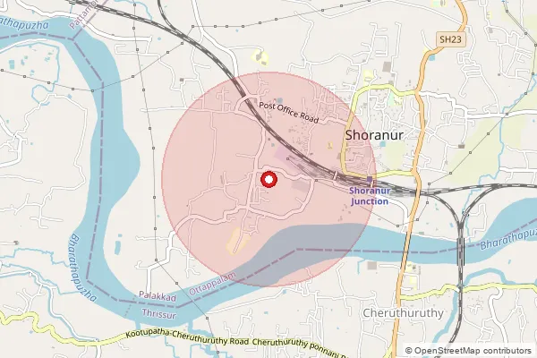 Map showing approximate area covered by Pincode 679123 — K A Samajam Bo, Palakkad